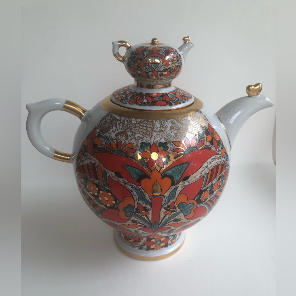 As-Is Vintage USSR Lomonosov LFZ "Red Rooster" Large 1.8L Teapot